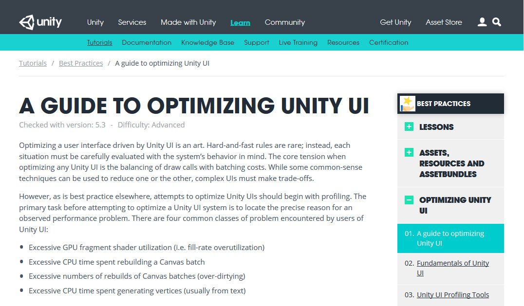 Optimizing Unity UI